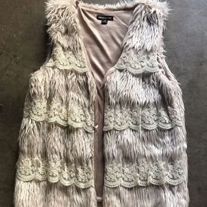 Cream fur vest